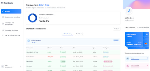 Capture d'écran du projet "Zen Bank"